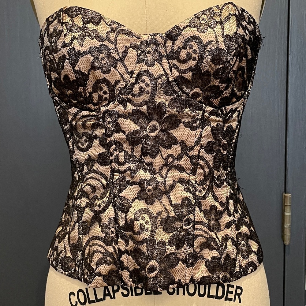 Milly Lace Bustier, Circa 2000, black gold